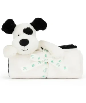 Bashful Black Cream Puppy Blankie, Jellycat