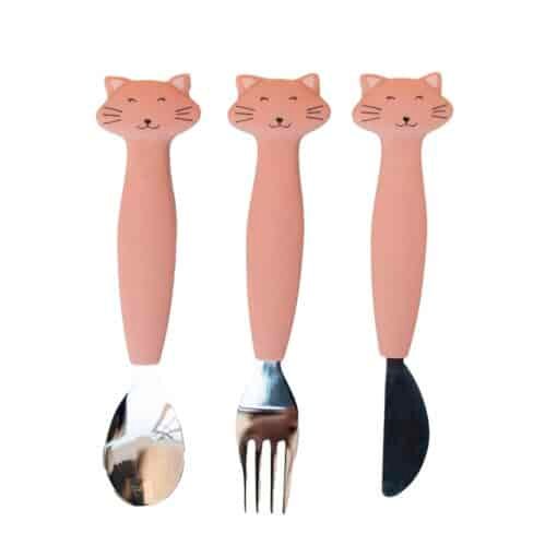 Couverts 3 pièces silicone mrs cat, trixie