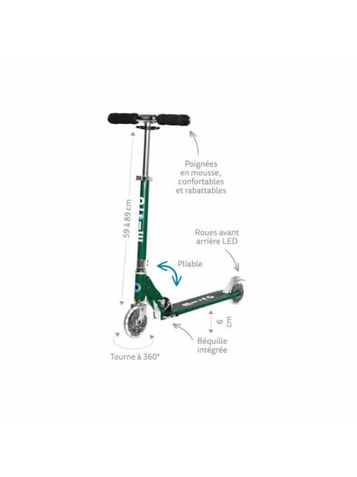 Trottinette enfant Micro Mobility - Sprite Bleu Pétrole LED