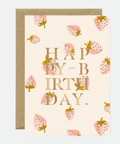 Carte Postale Happy Birthday Fraises, ATWS