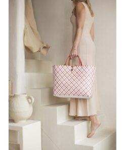 Sac Motif Shopper Rouille Blanc, Handed By