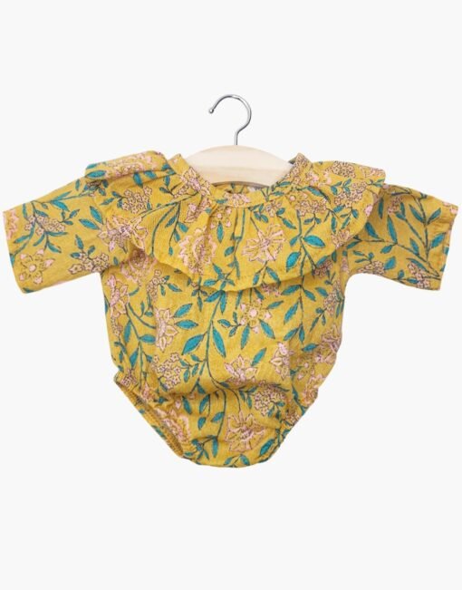 Gordis – Body Colombine en coton Fleurs en liane moutarde, Minikane