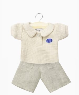 Gordis – Ensemble Polo Elsie lin et pantalon Flare Barbara en lin naturel, Minikane x Delage