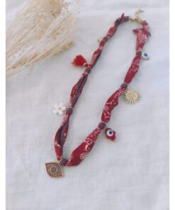 collier bandana bordeaux oeil strass