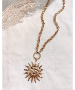 collier maille soleil doré