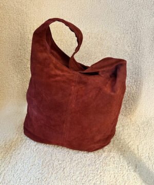 Sac Cabas Cuir Daim Bordeaux