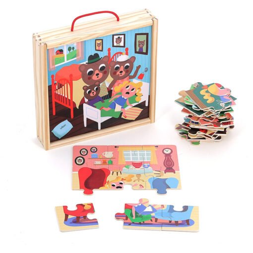 Coffret de 4 puzzles en bois Boucle d’Or, VILAC