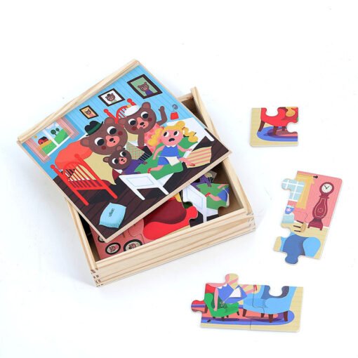 Coffret de 4 puzzles en bois Boucle d’Or, VILAC