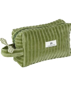 Trousse de toilette velours côtelé Vert, Maison Lilo