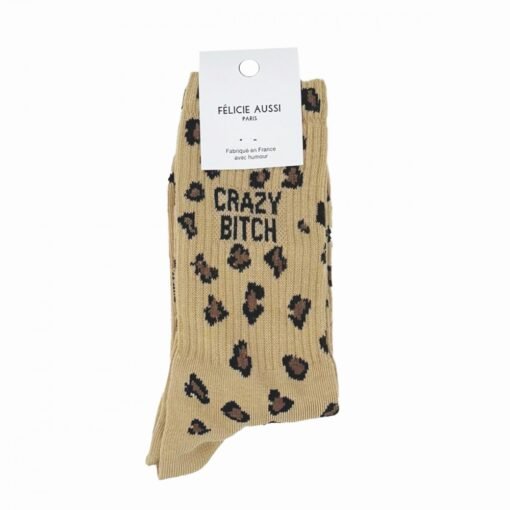 Chaussettes Léopard "Crazy Bitch", Félicie aussi